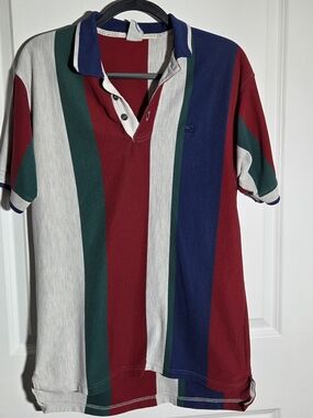 Off Shore Men's Vintage Stripped Polo Cotton Shirt Size Medium Short Sleeve